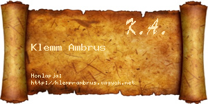 Klemm Ambrus névjegykártya